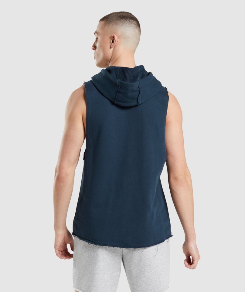 Men's Gymshark Legacy Drop Arm Hoodie Navy | NZ 4LPDIU